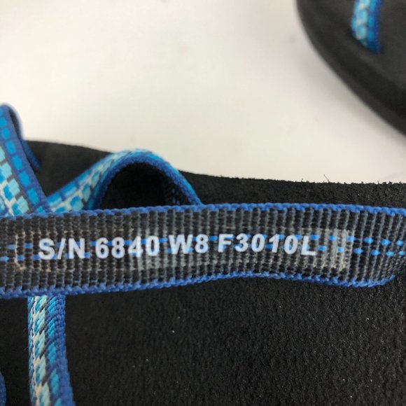 Teva Women's Size 8 Olowahu Blue White Open Toe Strappy Vegan Slip On Sandals - Picture 12 of 12